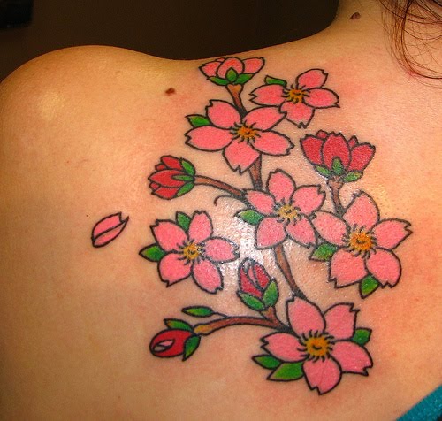 Another very common and yet beautiful tattoo theme are cherry blossoms